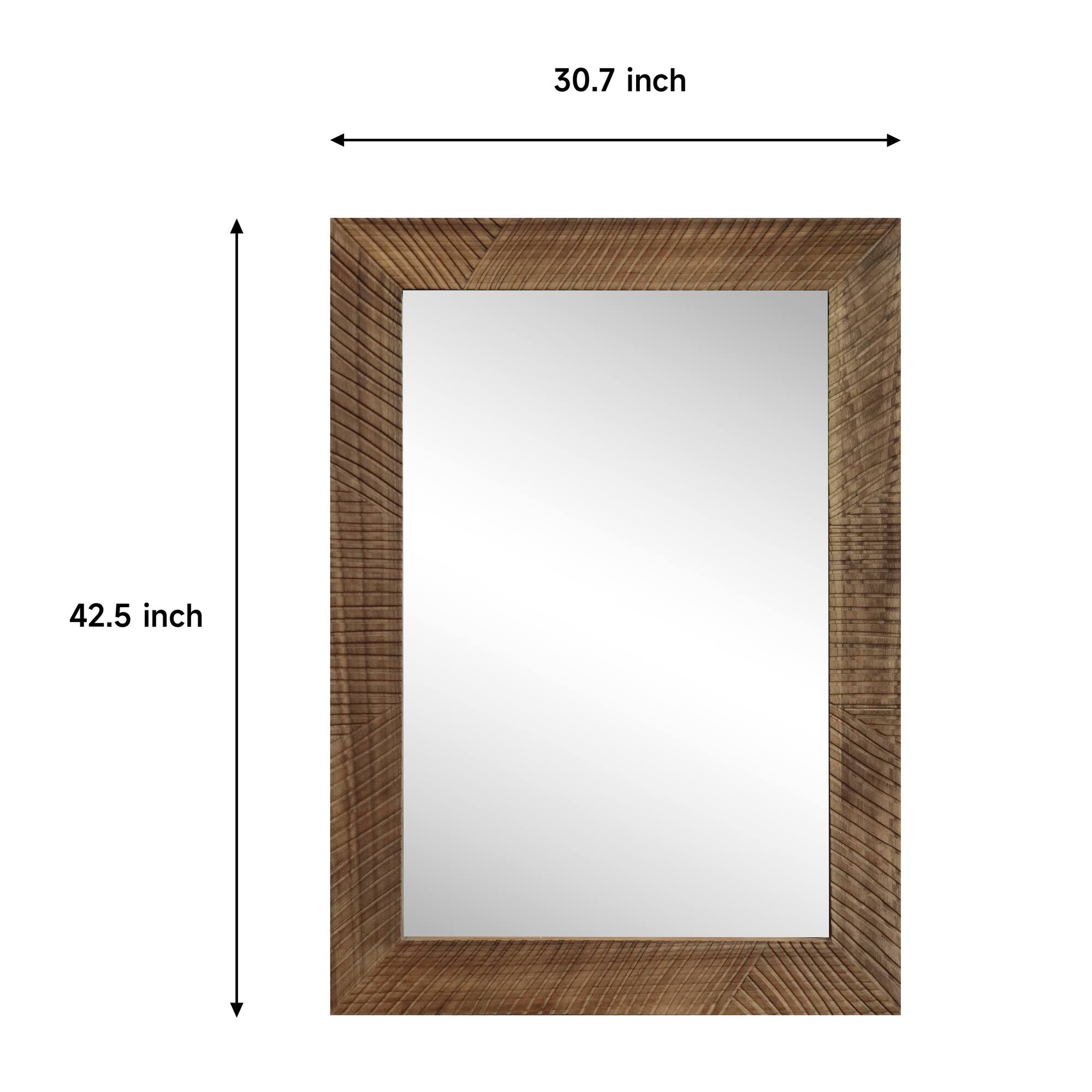 30.5" x 42.5" Brown Etched Lines Wood Wall Mirror by Ashland®